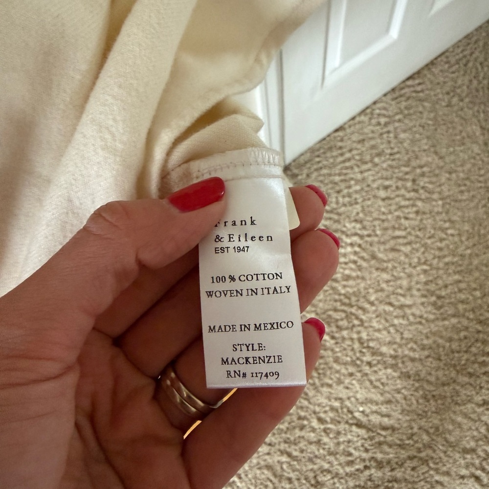 Frank & Eileen Mackenzie One Size Italian Cotton Flannel White Button-Down Shirt - Picture 7 of 10